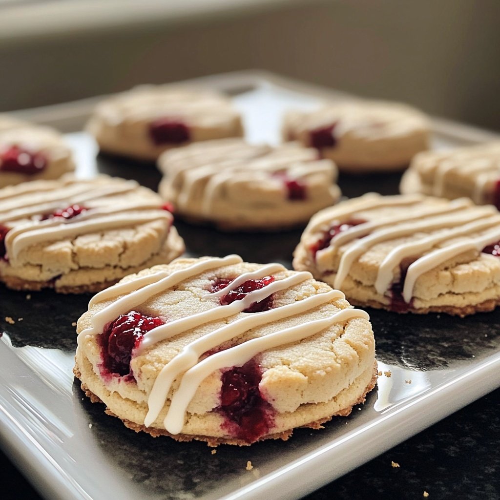 Raspberry Shortbread Cookies 🍇 | White Chocolate Drizzle Perfection