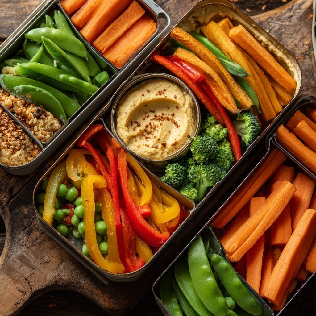 Healthy Lunch Hummus Veggie Bento Box