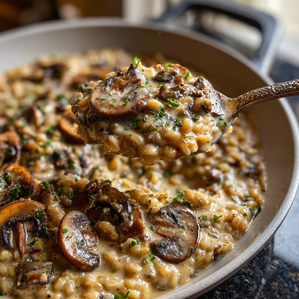 Creamy Mushroom Barley Skillet