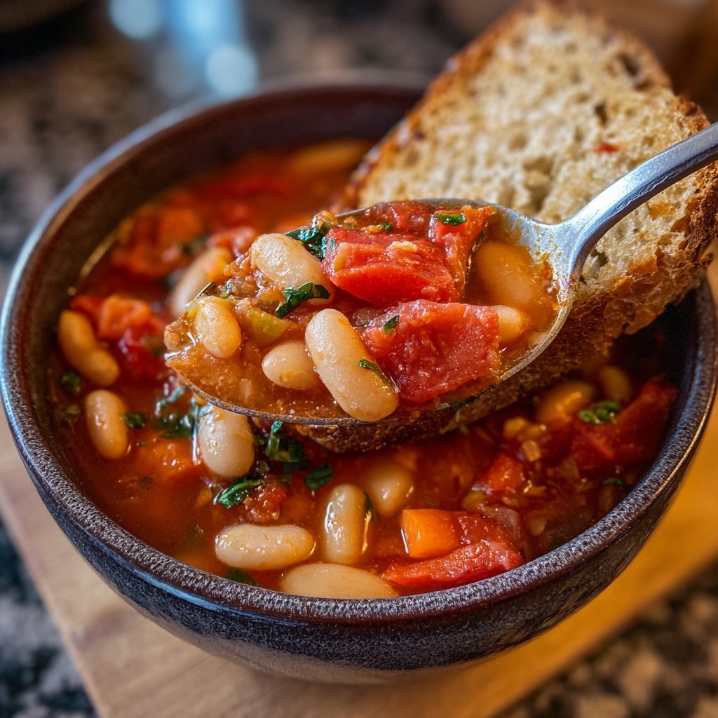 Healthy Crockpot Tomato White Bean Stew