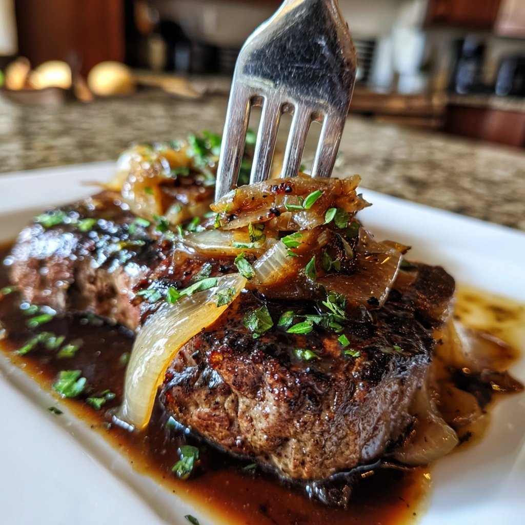 Steak with Balsamic Shallots