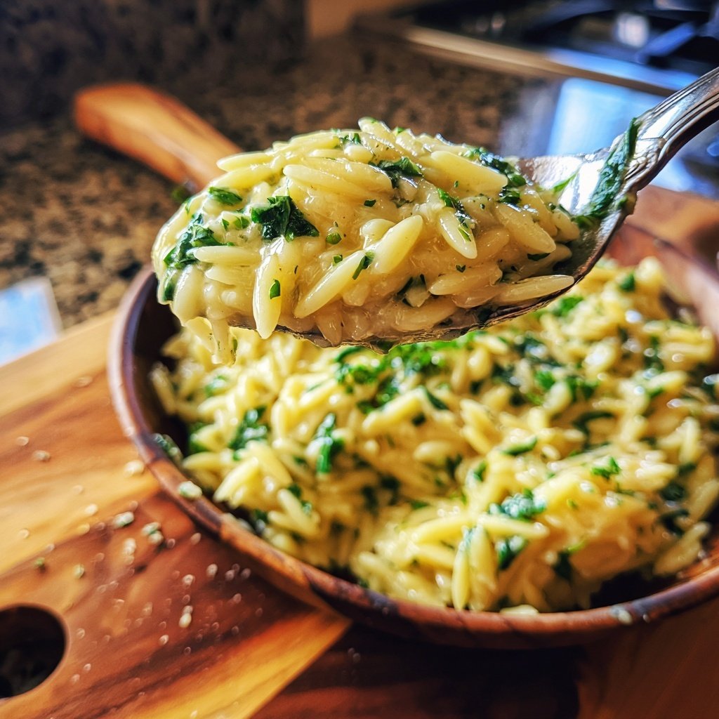 Creamy Spinach Orzo with Lemon